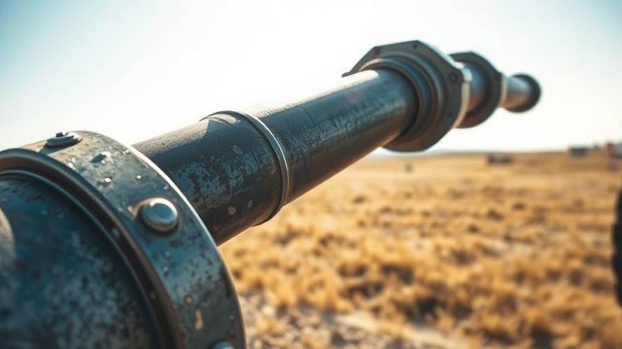 Metal extraction pipe used in uranium mining in Western US desert-like setting.