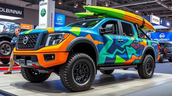 Nissan Rapid Runner Frontier Adventure Rig with kayaks indoors