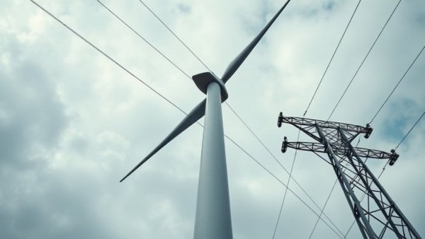 Wind turbine and power lines representing Illinois Energy Reform Act.