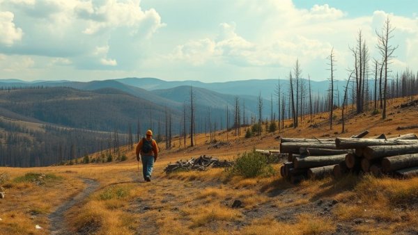 Biomass Burial Wildfire Recovery in a charred forest landscape.