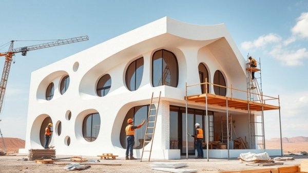 Innovative foam house building technique under construction.