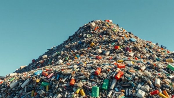 Massive pile of plastic waste highlighting the global plastic waste crisis.