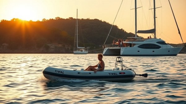Tiwal Inflatable Sailing Dinghies on tranquil coastal waters.