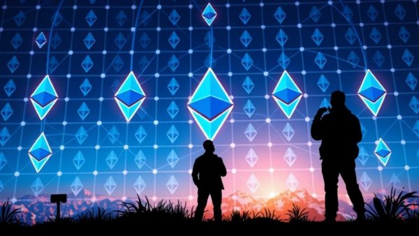 Stake Ether on Decentralized Infrastructure: futuristic Ethereum scene