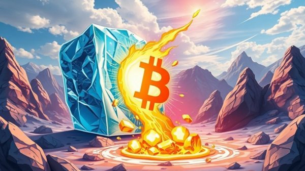 Futuristic Satoshi Bitcoin and quantum computers concept art.