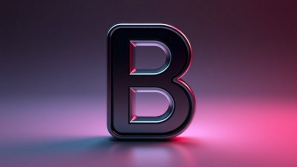 3D metallic letter B icon