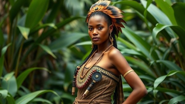 Woman in Amazon rainforest, vibrant nature background, copper mining in the Amazon