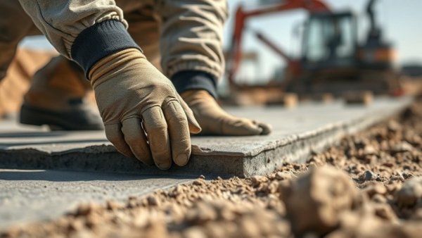 Close view of foundation covering material application.