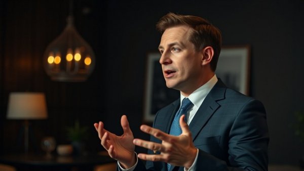 Professional interview discussing plastic pollution crisis, dark interior