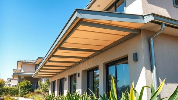 Extended roof eaves on a modern home, emphasizing their role in construction.