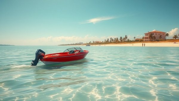 Tranquil beach scene with boat, best beaches to visit in America in December.