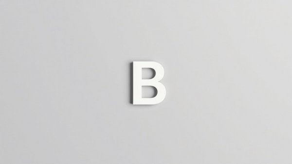 Minimalist 'B' on a gray background.