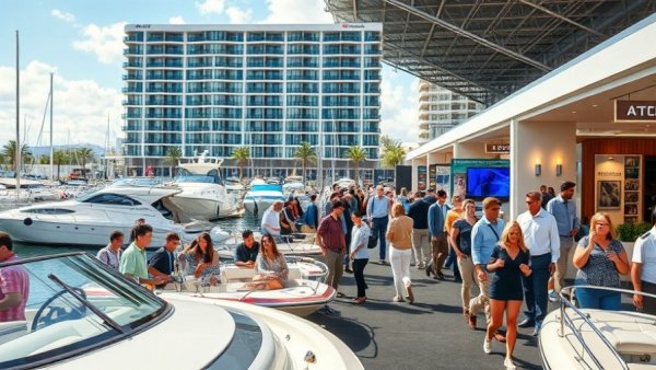 Post-Boat-Show Checklist: Visitors enjoying vibrant boat show indoors and outdoors.