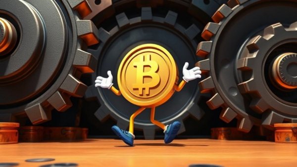 Cardano Chain Split depicted with animated coin navigating gears.