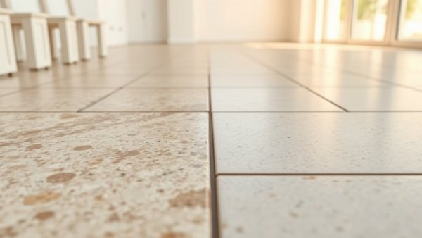 Detailed comparison of tile vs PVC/Vinyl flooring textures.
