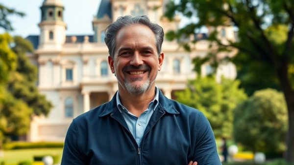 Confident middle-aged man at Texas Capitol, Texas Railroad Commission Recusal.