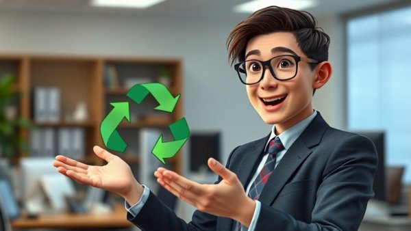 Business professional discussing Corsair plastic recycling.