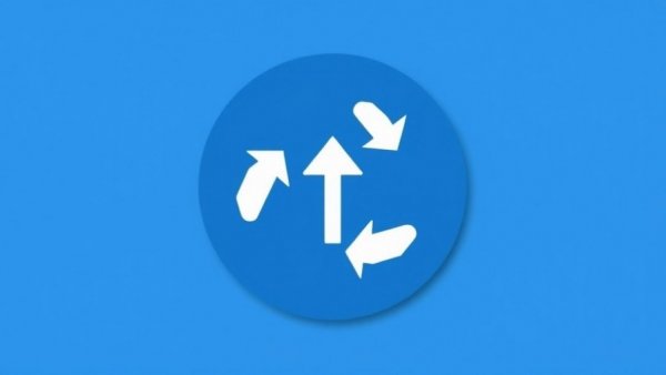 Blue circle with white up arrow symbolizing recycling or reuse.