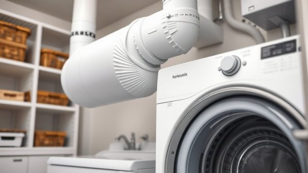 Indoor dryer venting setup in utility room.