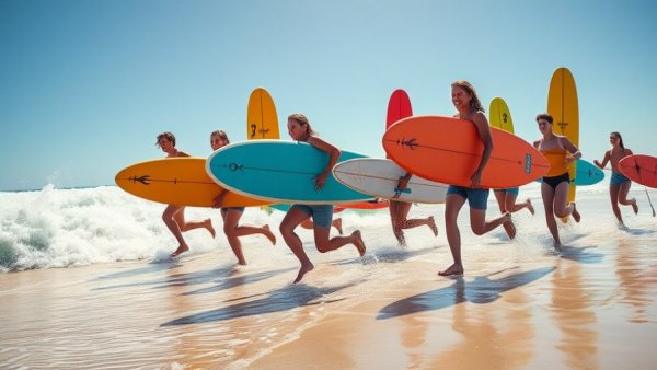 Paddle surf enthusiasts in San José running with boards
