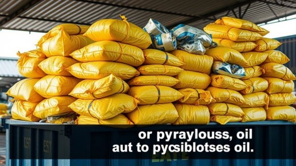 Industrial Bangkok plastic waste collection in colorful bags.