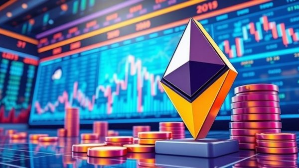 Ethereum price recovery signals cartoon with digital coins and graphs.