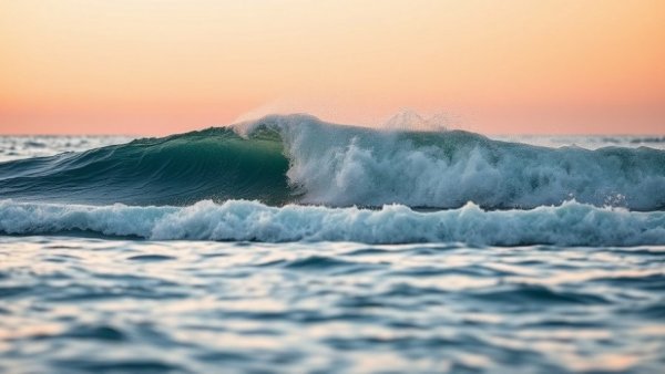 Rare Sardinia surfing swell with sunset hues and curling wave.