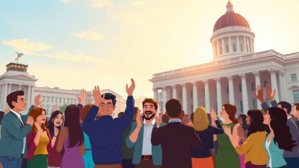 Diverse audience applauding cryptocurrency symbol, hinting at tokenized US Treasuries.