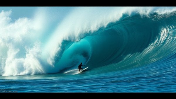 Rogue Wave engulfs surfer, highlighting ocean safety