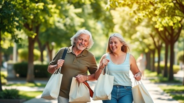 California's move away from single-use bags illustrated by reusable bags.