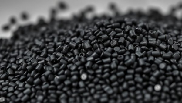 Close-up of black plastic pellets highlights molecular recycling investment.