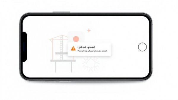 Illustration of photo upload issues in construction app, minimalistic style.
