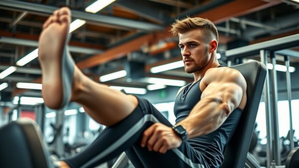 Man performing leg press exercise in gym, Hack Squat vs Leg Press debate