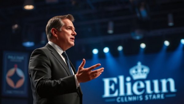 Businessman discussing expansion by acquisition strategies in a masterclass.