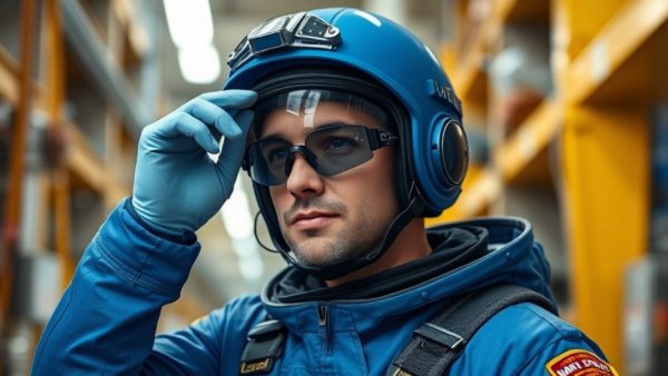 Man in blue space suit wearing cowboy hat and goggles.
