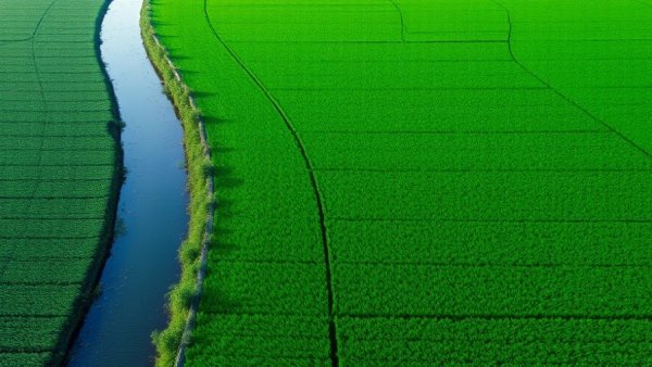 Aerial view of farmland with irrigation canal showing Colorado River water pricing context.
