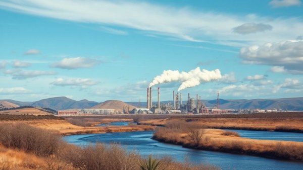 California oil refinery with smoke and environmental impact.