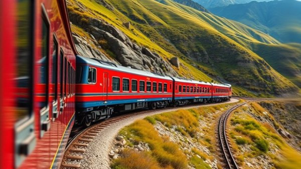 Scenic train ride in New Hampshire attractions in autumn landscape.