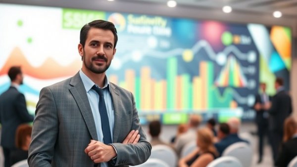 Man discussing 'What is a Plastic Credit?' in a modern conference setting.