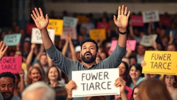Energetic political rally promoting New Jersey Clean Energy Act 2024.