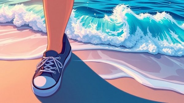 Clarity Act delays impact concept, glowing shoreline with dynamic waves.