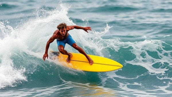 Surfer carving wave at Twin Fin Invitational, dynamic action shot.