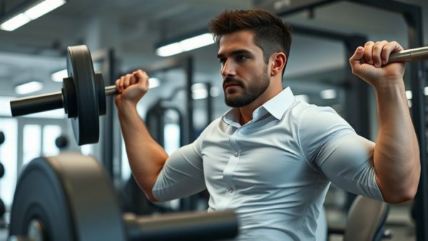 Man performing bench press in gym, Best Chest and Triceps Workout focus.