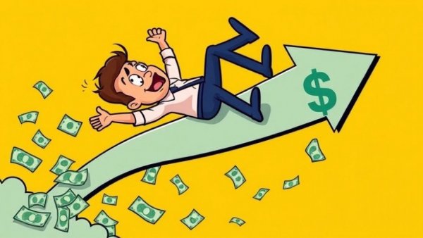 Cartoon of dollar dominance decline with chart and falling character.