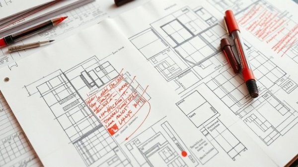 Design and construction documentation with detailed architectural sketches and notes.