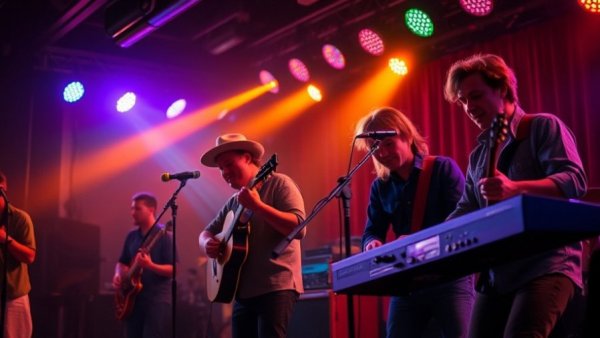 Maine Folk Band GoldenOak performs live in a concert setting.