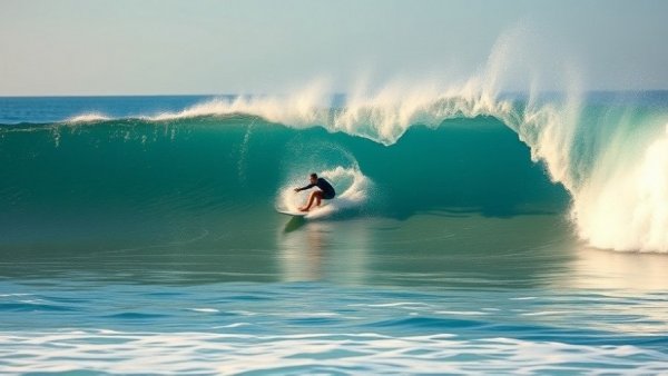 North Shore Hawaii surfing action shot with a lone surfer.