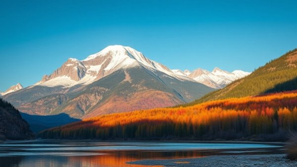 Panoramic view of top hiking destination in America with autumn colors and mountains.