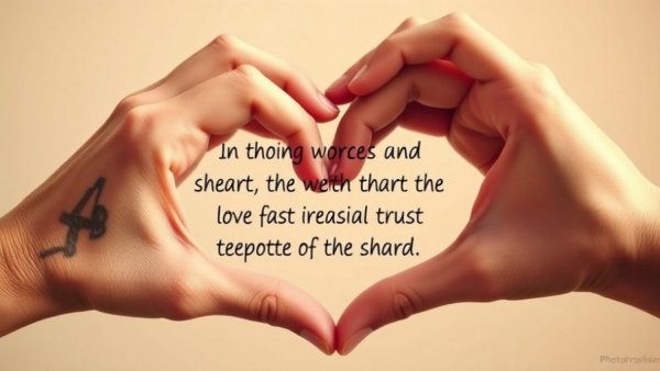 Hands forming heart shape with purpose-driven business quote overlay.