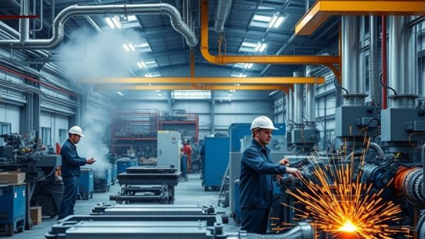 Advanced air filtration in metalworking shop ensuring air quality management.